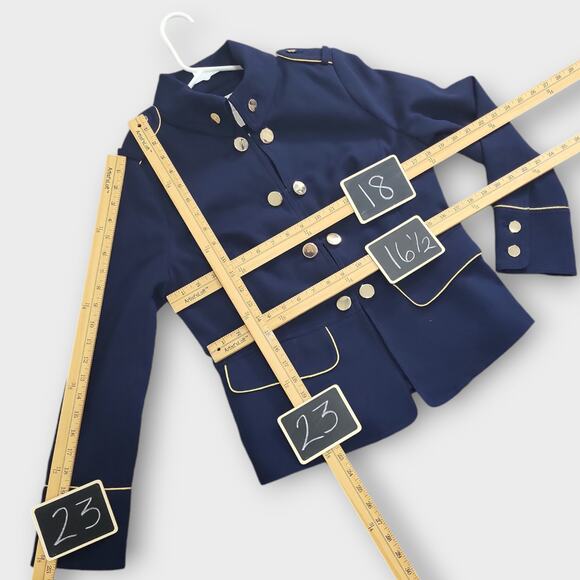 Chicos Navy Blue Military Jacket Womens XS / 4 Chicos 0 Gold Details Edg… - Picture 4 of 14